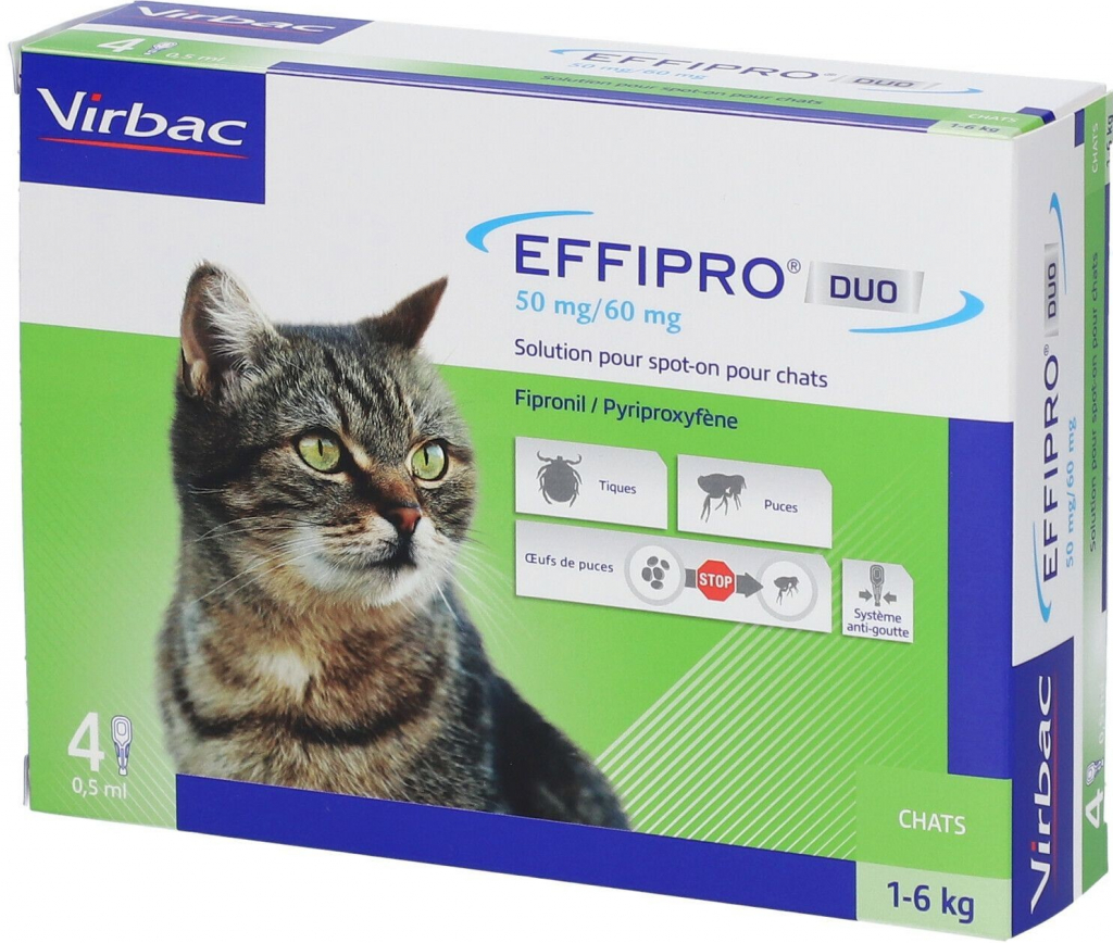 Effipro DUO Spot-on Cat 1-6 kg 50 / 60 mg 4 x 0,5 ml