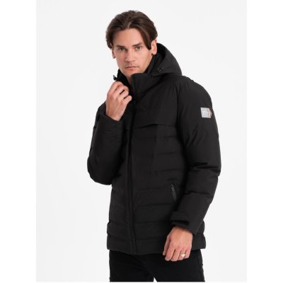 Ombre Clothing pánská prošívaná zimní bunda černá – Zboží Mobilmania