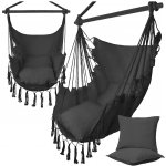 RealG RC-K-574 Brazilské závěsné houpací křeslo s polštáři černé – Sleviste.cz