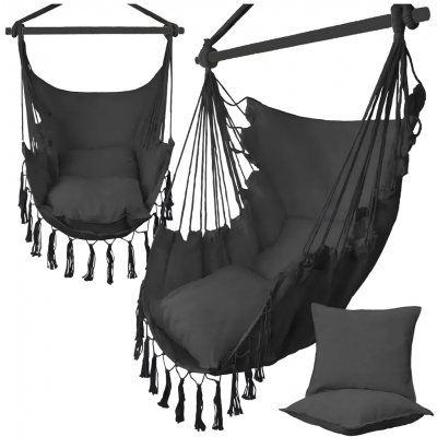 RealG RC-K-574 Brazilské závěsné houpací křeslo s polštáři černé – Sleviste.cz