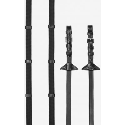 LeMieux Pogumované protiskluzové otěže Rubber Grip Continental Reins Black/Silver Drezurní – Hledejceny.cz