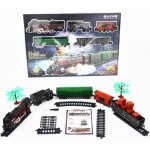 SET Elektrická vláčkodráha Parní lokomotiva s kouřem, světlem a zvukem na baterie 68 ks – Zboží Dáma