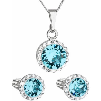 Swarovski sada s krystaly náušnice řetízek a přívěsek modré kulaté 39352.3 – Sleviste.cz