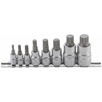 BGS technic Hlavice zástrčné XZN 1/4”, 3/8” a 1/2”, vel. M4-M16, sada 8 ks na liště - BGS 5105