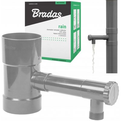 Bradas Lapač Sběrač dešťové vody s ventilem 80 mm šedý – Zboží Mobilmania