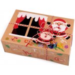 Prima-obchod Vánoční dárková krabice s průhledem a jmenovkou, barva 4 hnědá přírodní Santa – Zboží Dáma