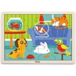 Viga dřevěné puzzle 16 dílků domácí mazlíčci – Hledejceny.cz
