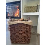 Vingo Ratanový koš na dřevo s textilií skořicový 48x55 cm – Zboží Dáma