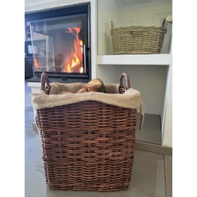 Vingo Ratanový koš na dřevo s textilií skořicový 48x55 cm – Zboží Dáma
