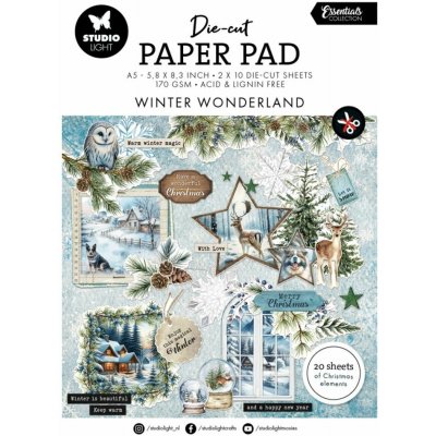 Blok s papírovými výseky Studio Light "Winter Wonderland", A5, 20 l. - Zimní krajinka – Zboží Mobilmania