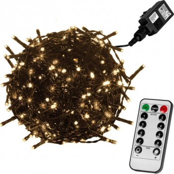 Voltronic Vánoční LED osvětlení 5 m teple bílá 50 LED + ovladač zelený kabel M59754