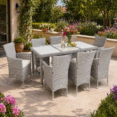 Melfin Zahradní ratanová sestava JANINA 17-dílná sedací souprava šedá – Zboží Mobilmania