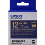 Epson Pokladní Systémy EPSON POKLADNÍ SYSTÉMY Epson zásobník se štítky – saténový pásek, LK-4HKK, zlatá / námořnická modrá, 12 mm (5 m), C53S654002