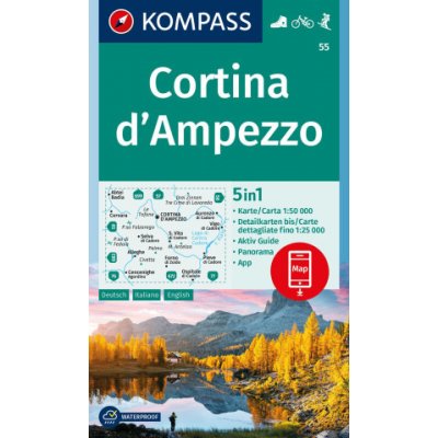 KOMPASS Wanderkarte 55 Cortina d'Ampezzo 1:50.000 – Zboží Mobilmania