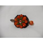 Kožená spona do vlasů s dřevěnou jehlicí dětská č.29 Tm.hnědá – Sleviste.cz