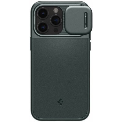 Spigen Optik Armor MagFit odolný s posuvnou krytkou kamery a MagSafe iPhone 15 Pro - tmavě zelené – Zbozi.Blesk.cz