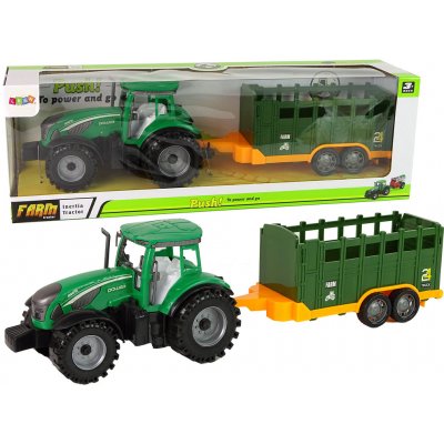 Lean Toys Třecí pohon přívěsu zeleného zemědělského traktoru