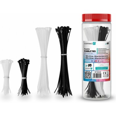 Connect IT ZipTie CFF-1010-BW Stahovací pásky na kabely celkem 100 a 200 mm černá bílá 200 ks – Hledejceny.cz
