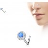 Piercing Šperky4U zahnutý piercing do nosu modrý opál N0092-B