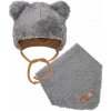 Dětská čepice New Baby Zimní čepička s šátkem na krk Teddy bear Teddy bear Šedá