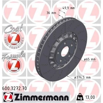 Brzdový kotouč ZIMMERMANN 600.3272.70 | Zboží Auto