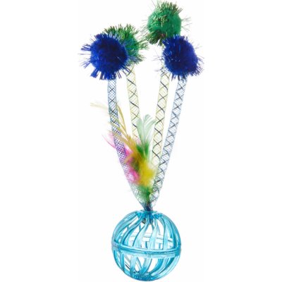 JK Animals Plastový míček s rolničkou, pírky a balónky 15 cm – Zboží Mobilmania