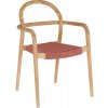Zahradní židle a křeslo Kave Home Sheryl Zahradní židle z eukalyptového dřeva s výpletem v terakotá