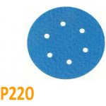 Brusný papír pro excentrickou brusku, P220, Průměr: 125mm, 6 děr, 100ks