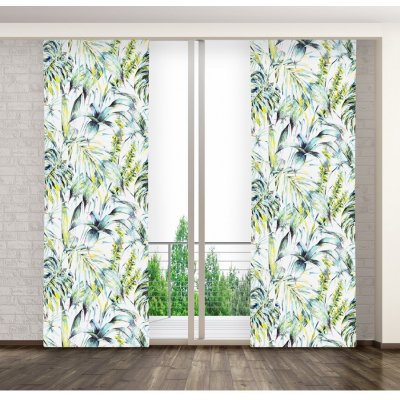 Bílý panelový závěs s exotickým motivem rostlin Šírka 75 cm | Dĺžka 250 cm biela – Zboží Dáma