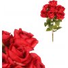 Květina Růže v pugetu, červená barva KN7056 RED