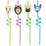 Dortisimo Plastová barevná brčka spirálová se psy 4 ks – Zboží Mobilmania