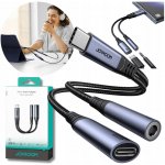 Joyroom SY-C02 adaptér 2v1 rozbočovač USB-C na 1x USB-C/1x Jack 3.5mm - Black – Zboží Mobilmania