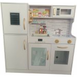 INKA Dětská dřevěná kuchyňka s lednicí a mikrovlnkou 80 cm – Zboží Dáma