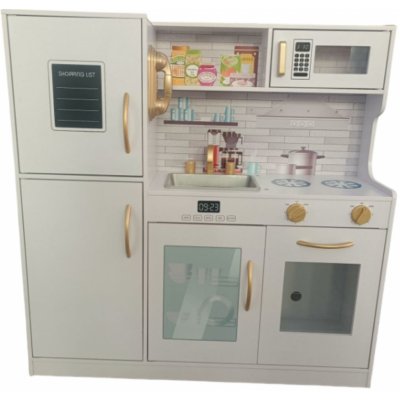 INKA Dětská dřevěná kuchyňka s lednicí a mikrovlnkou 80 cm – Zboží Mobilmania