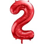 PartyDeco Fóliový balónek číslo2 ČERVENÝ 86 cm – Zboží Dáma