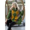 Dámský svetr a pulovr PeeKaBoo Dámské pončo s rukávy a kosočtvercovým vzorem Tokol zelená
