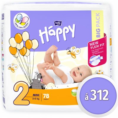 Bella Happy 2 Mini 3-6 kg 312 ks – Zbozi.Blesk.cz