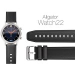 Aligator Watch Straps 22 kůže/silikon řemínek, BLK 22AW0006 – Zboží Mobilmania