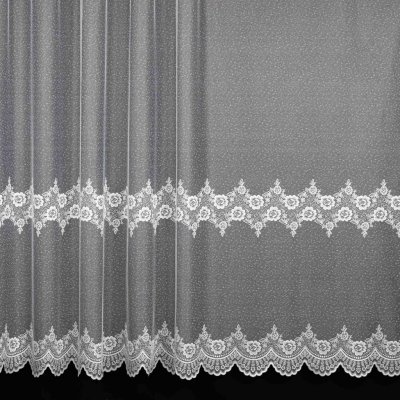 Brilltex Ventura žakárová 54269, květinový vzor, s bordurou, bílá, výška 160cm (v metráži) – Sleviste.cz