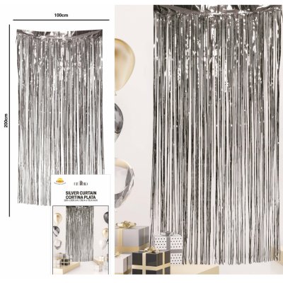 Guirca Párty závěs stříbrný 100 x 200 cm – Zboží Dáma