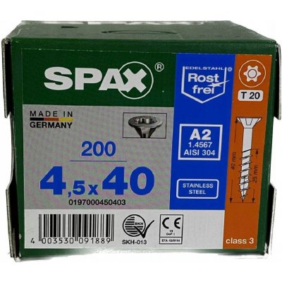 SPAX Univerzální vruty 4,5x40 Nerez A2 TX20 KUSŮ 50 – Hledejceny.cz