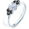 Prsteny Savicky zásnubní prsten Fairytale bílé zlato bílý safír černé diamanty PI B FAIR90