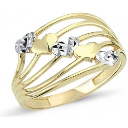 Lillian Vassago Zlatý prsten se srdíčky LLV46 GR007