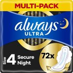 Always Ultra Hygienické Vložky Secure Night S Křidélky 72 ks – Hledejceny.cz