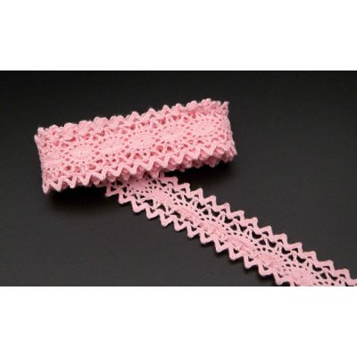 Bavlněná paličkovaná krajka - vsadka - růžová - šířka 2,3 cm – Hledejceny.cz