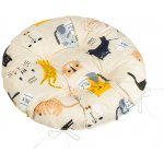 Bellatex Adéla prošívaný kulatý 40 cm Kočka žlutá, béžová, černá, šedá – Zboží Mobilmania