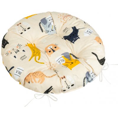 Bellatex Adéla prošívaný kulatý 40 cm Kočka žlutá, béžová, černá, šedá – Zboží Mobilmania