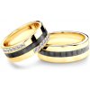 Prsteny Savicki Snubní prsteny karbon žluté zlato ploché SAVGC19