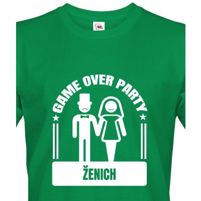 Bezvatriko tričko pro ženicha Game over party zelená – Zboží Mobilmania
