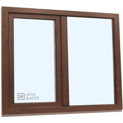 KNIPPING Plastové okno - 70 AD, 1500x1200 mm, FIX/OS, ořech Barva, imitace: ořech/bílá (jednostranně) – Zboží Mobilmania